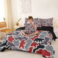 thumbnail image 4 of Manfei Vintage Camo 7-Piece King Bedding,Kawaii Deer King Bed in a Bag,Red Black,Black Reversible, 4 of 7