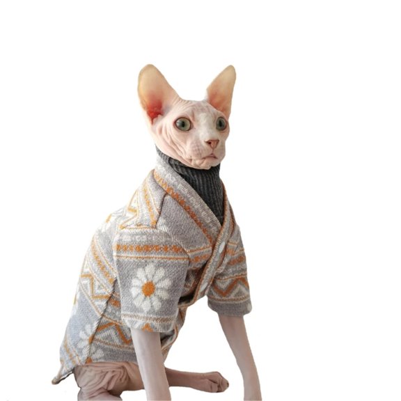 ZZ Autumn and Winter Knitted Cardigan, High-quality Fabric, Soft Sphynx Hairless Cat Clothes