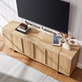 thumbnail image 6 of KeyWhat TV Stand for TVs Up to 80", Modern Entertainment Center with Storage, TV Console with Handle-Free Hidden Doors Design for Living Room, Natural Oak, 6 of 9