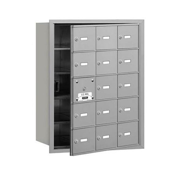Salsbury 3615AFP Salsbury 4Bplus Horizontal Mailbox Includes Master Commercial Lock - 15 A Doors - 14 Usable - Aluminum - Front Loading - Private Access