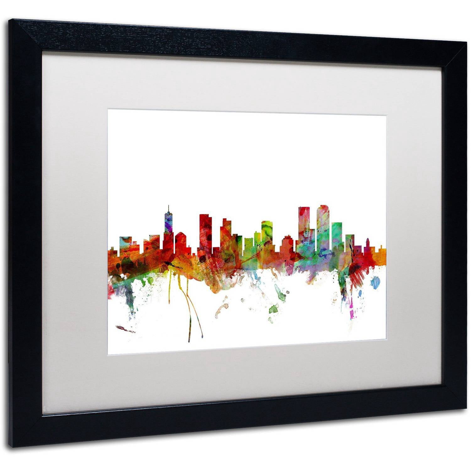 Trademark Fine Art 'Denver Colorado Skyline' Canvas Art by Michael Tompsett, White Matte, Black Frame