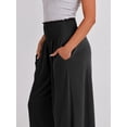 thumbnail image 4 of ANRABESS Womens Wide Leg Pants Summer Casual Palazzo Lounge Pants High Smocked Waist Loose Beach Pants with Pockets, 4 of 12
