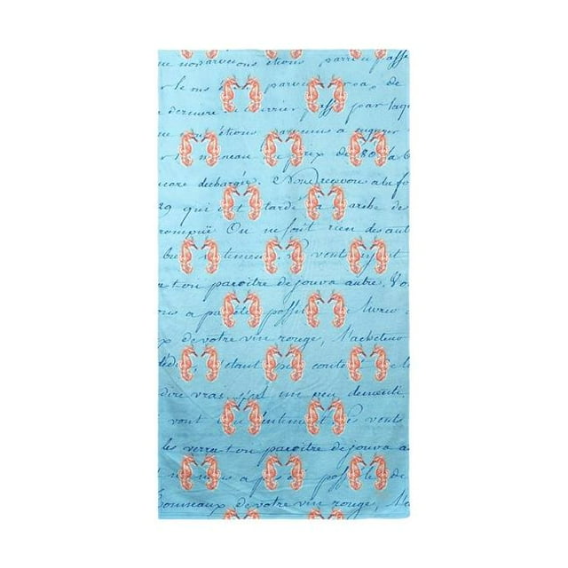Betsy Drake BT100B Corail Cheval de Mer Bleu Script Serviette de Plage