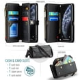 thumbnail image 3 of Funda tipo cartera para iPhone 11 Pro con bloqueo RFID, tarjetero, cremallera y ranura para billetes, correa de hombro magnética de piel sintética suave para mujer, 3 of 10