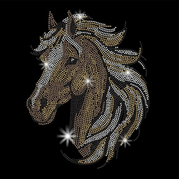 Horse Iron on Rhinestones Animal Heat Transfer Stickers Iron on Decals Bling Rhinestone Patches for Man Woman T-Shirt Clothing Tote Bag Jackets DIY Art Craft Gifts