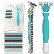 Nylea Razors for Women with Sensitive Skin - Flexshave - Premium Women's Razor [6 Blades] Bikini Trimmer, Women's Shaver with Vitamin E and Aloe Vera Lubricating Strip with 3 Refills