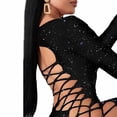 thumbnail image 4 of One opening Spring Hollow Out Shiny Flash Party Dress Women Sexy Side Tie-up Bandage Bodycon Dress Streetwear Chic Long Sleeve Mini Dresses, 4 of 4