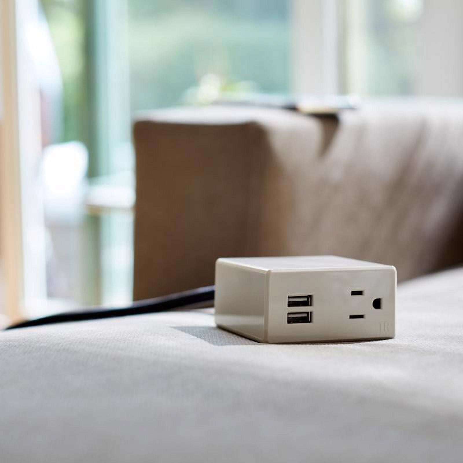 Charg 3009824 10 ft. 2 Outlet Power Hub with USB Ports, White