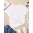 thumbnail image 2 of Camiseta informal de cuello redondo para niña, mezcla de algodón con ligero estiramiento, top de punto de verano, corte regular, con estampado "In My Double Digits", para niñas de 12 años en adelant, 2 of 5