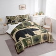 thumbnail image 4 of Homewish Woodland Animal Bear 7-Piece Bedding Comforter Set,Rustic Pine Cone King Bedding Sets,Beige Black Green Bed Sheets For Men Women,Super Cozy Room Decor Reversible, 4 of 9