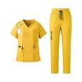 thumbnail image 2 of Women Scrubs Set V-Neck Scrub Top & Straight-Leg Pants Medical Uniforms with Drawstring Medical Nursing Uniforms Set, 2 of 3