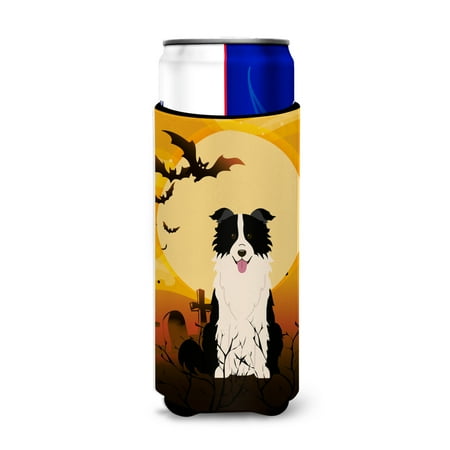 

Carolines Treasures BB4384MUK Halloween Border Collie Black White Michelob Ultra Hugger for slim cans Slim Can
