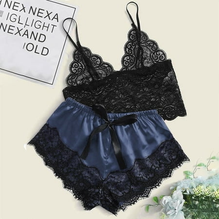

Yubatuo Lingerie for Women New Sexy Lace Lingerie Silk Underwear Sleepwear Underwear Pajamas Satin