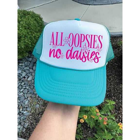 Southern Attitude Designs-All Oopsies No Daisies Jade and White Foam Unisex Trucker Hat