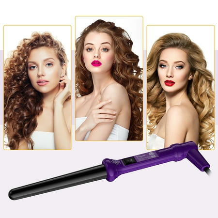 Ovonni Ionic Curling Wand, 19-25mm Dual Voltage Ceramic Tourmaline Curling Iron Wand, Professional Instant Heat Up Hair Wand for Loose Curls and Waves with Heat Protective Glove