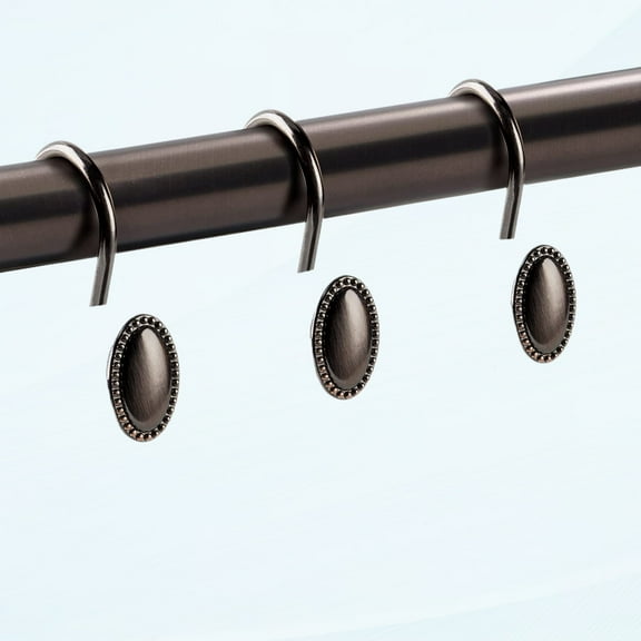 Metal Shower Curtain Hooks, Oil-Rubbed Bronze Decorative Shower Curtain Rings for Bathroom, Curtain Hooks for Shower Lining, 12Pcs