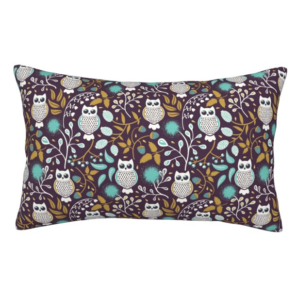 Balery Forest Cute Owl Funda de Cojín Estampada, Regalos para Mujeres, Regalos de Amor para Ella, Regalos para Novia o Esposa, Funda de Almohada-16"x24"