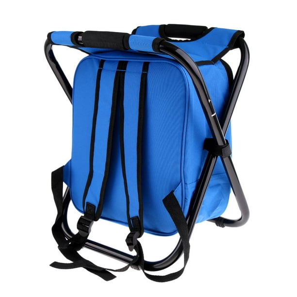 Siruishop Foldable Backpack Chair Portable Camping Stool With Bag Blue Blue