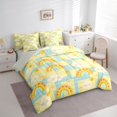 thumbnail image 2 of Manfei Grid Rainbow Twin Bedding, Galaxy Cloud Bedding Comforter Set, Yellow Blue, Gray Reversible, 7pcs, 2 of 6