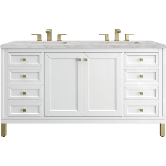 James Martin Vanities 503-V60D-GW-FVSL Chicago 60" Free Standing Double Basin Vanity Set -