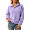 thumbnail image 6 of XuJwPNcy Sweatshirt for Women Soft Fleece Quarter Zip Pullover Long Sleeve Lapel Tops Fall Winter Outfits Ladies Sports Clothes, 6 of 6