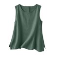 thumbnail image 7 of IUYRTFE Women Round Neck Sleeveless Tank Top with Side Slits Loose Fit Casual Summer Blouse, 7 of 7