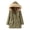 Army Green, variant on Winter Women Cotton Coat Drawstring Waist Slim Fit Waist Faux Fur Hood Fleece-lined Zip-up Press Button Closure Jacket Windproof Mid Length Outerwear