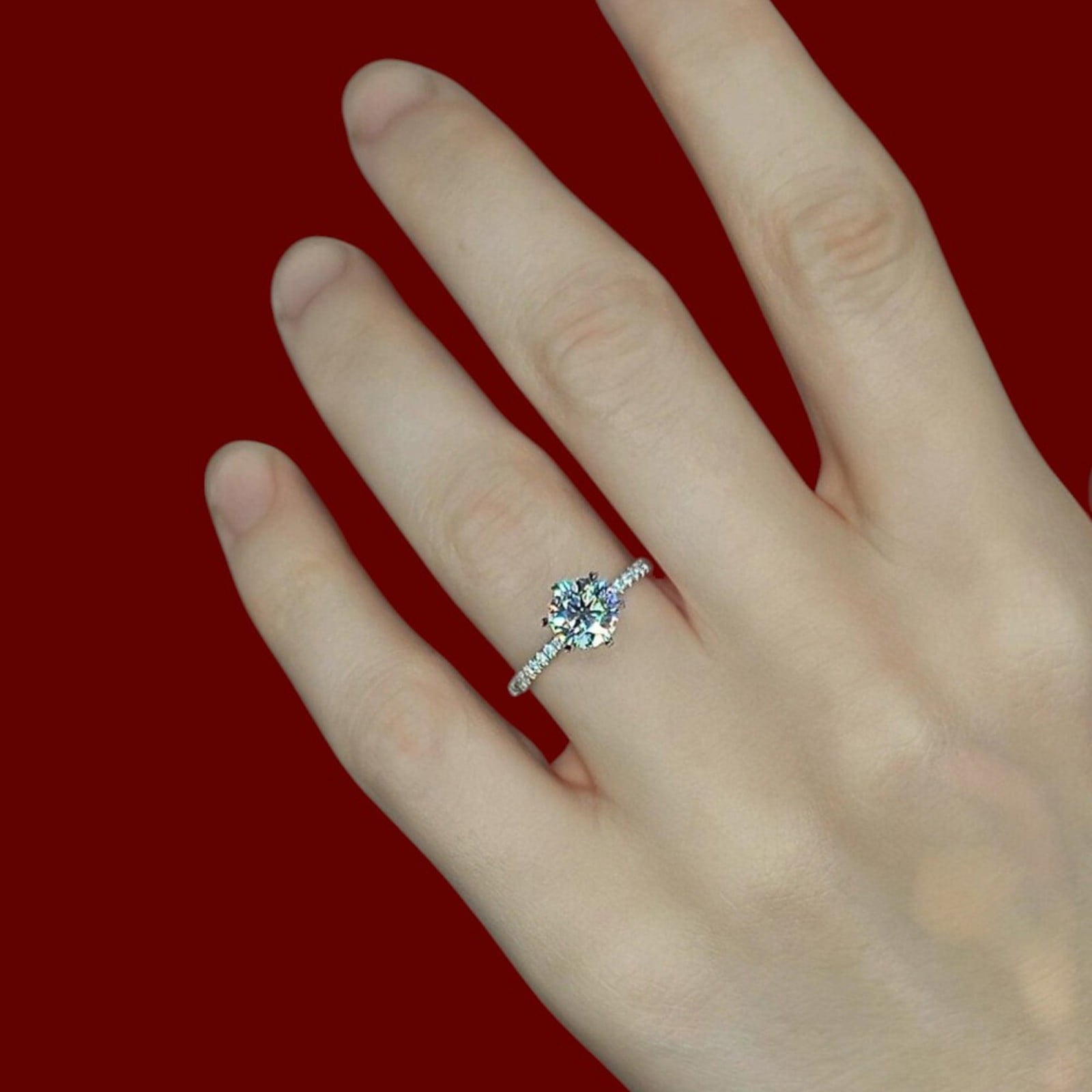 IGI Certified Lab Created Diamond Ring Round Cut 1.50 Ct 18k White Gold E F VVS2