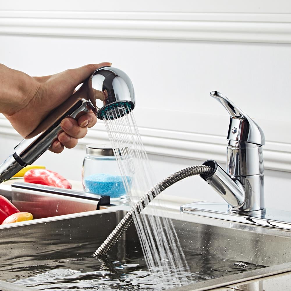 Ktaxon Commercial Stainless Steel Single Lever Single Handle Pull Out Sprayer Prep Kitchen Sink ...