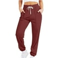 thumbnail image 2 of YHAJDS Women's Winter Trousers,Sweatpants Women Casual Pants for Women Solid Color Drawstring Elastic Waist Cuffed Ankle Slim Sports Pants, 2 of 5