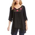 thumbnail image 1 of Blusa de punto bordada Karen Kane Negra Extragrande, 1 of 1