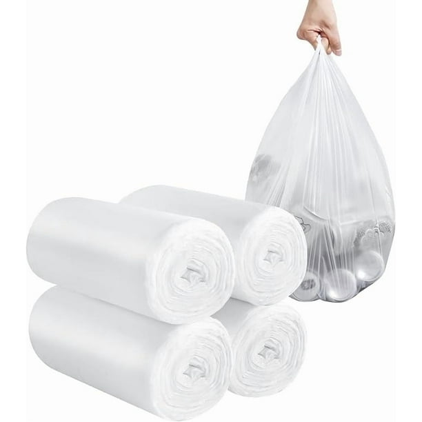 Bolsa de basura de mano de 2-4 galones, 120 bolsas de basura de mano gruesas para la oficina, la cocina, el baúl de basura del dormitorio, bolsa de basura sólida (blanco)