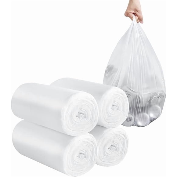 Bolsa de basura de mano de 2-4 galones, 120 bolsas de basura de mano gruesas para la oficina, la cocina, el baúl de basura del dormitorio, bolsa de basura sólida (blanco)