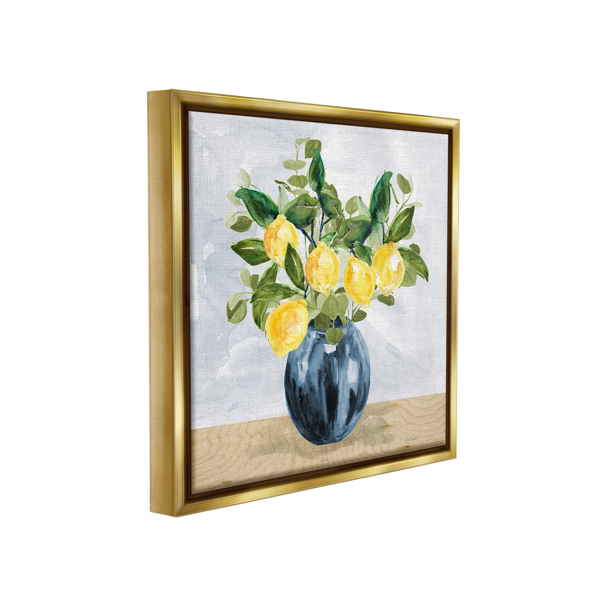 Stupell Industries Lemon Tree Bouquet Food & Beverage Painting Gold Floater Framed Canvas Art Print Wall Art, 18 x 18