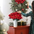 thumbnail image 4 of Dalrosia 5PCS Artificial Poinsettia Bouquet 5 Heads Poinsettia Bush Christmas Flowers for Porch Home Garden Indoor Outdoor Xmas Decorations, 4 of 6