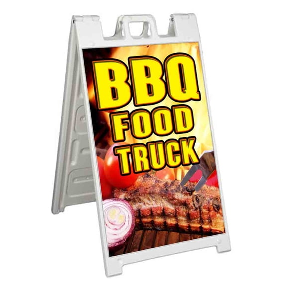 BBQ Food Truck (24" X 36") Standard A-Frame Signicade, Includes Decal Applied To Stand
