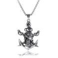 thumbnail image 4 of HOOUN Silver Pirate Skull Anchor Pendant Necklace Men's Punk Jewelry Chain 24" Gift, 4 of 5