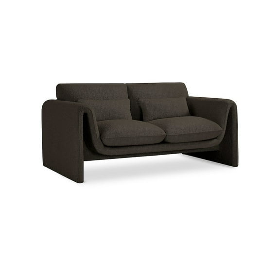 Meridian Furniture Stylus Brown Boucle Fabric Loveseat