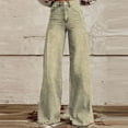 thumbnail image 2 of ADSSDQ Womens Striped Wide Leg Jeans Y2K Bell Bottom Low Waisted Flare Jeans Casual Baggy Bootcut Denim Pants with Pockets Yellow L, 2 of 5