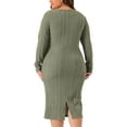 thumbnail image 4 of DARING DIVA Plus Size Sexy Wrap V Neck Long Sleeve Midi Dress 4X Green, 4 of 6