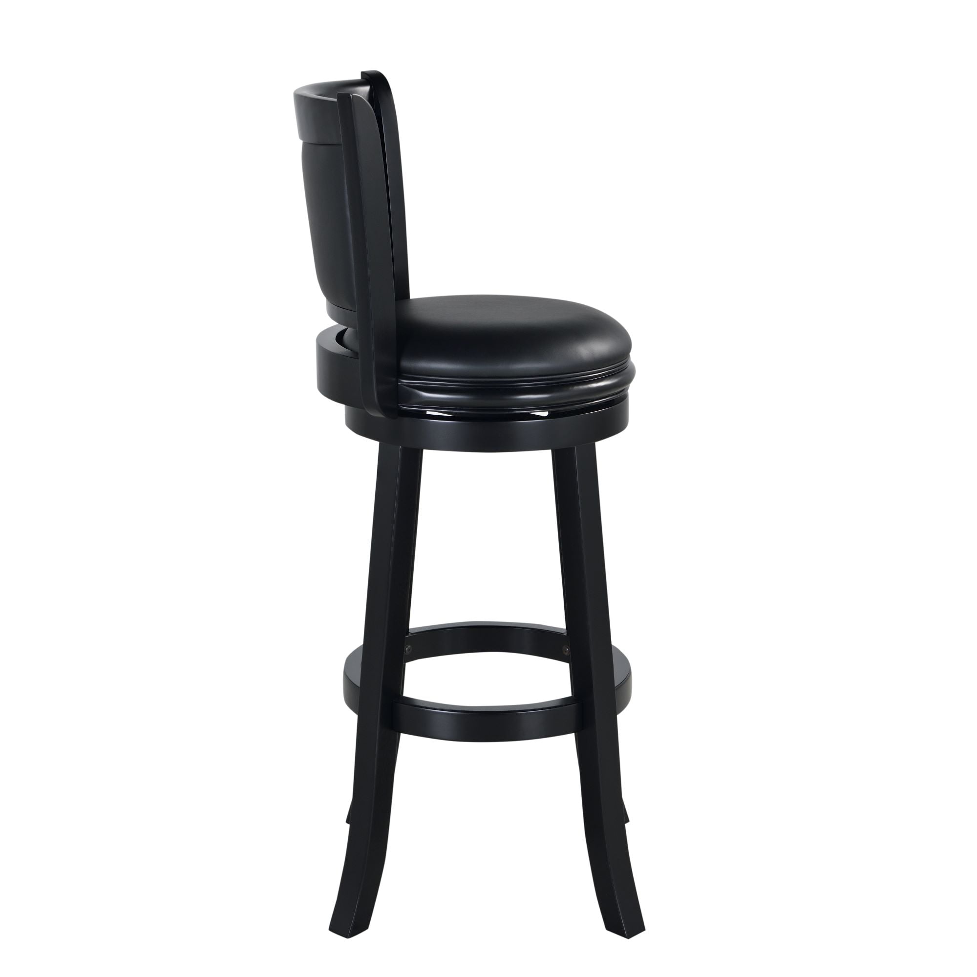 Boraam Augusta 34-inch Bar Height High Back Swivel Wood Bar Stool, Black Finish