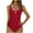 Red, variant on WREESH Women's Fashion V Neck Slim Swimsuit Tummy Control One Piece Bathing Suit Ruched with Side Tie Olive Green