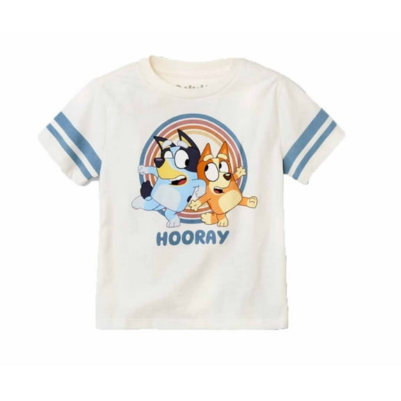 Disney Toddler Boys' Bluey & Bingo Short Sleeve T-Shirt - (Cream/Light Blue, 5T)