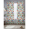 thumbnail image 3 of Strawberry Semi Sheer Curtains 96 Inch Length 2 Panels Set, Summer Botanical Blue Spring Floral Sheer Kitchen Curtain Privacy Voile Window Curtain for Living Room Bedroom Rod Pocket Drapes, 3 of 7