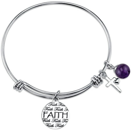 Stainless Steel Expandable Faith Hope Love Bangle Bracelet Stainless Steel Expandable Faith Hope Love Bangle Bracelet