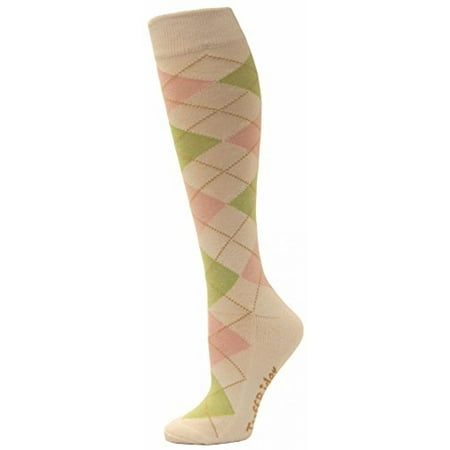 - TUFFRIDER Bamboo Argyle Socks - White/Pink/Pistachio
