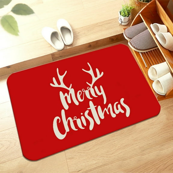 JingChun Merry Christmas Decorations Red Bathroom Rugs Cute Bath Mat Christmas Bathroom Decor, Bath mats for Bathroom, Non Slip Backing, Machine Washable, Bathtub,15"×23"
