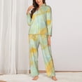 thumbnail image 2 of Sigee Yellow With Teal Marble for Women’s Pajama Sets Long-Sleeved Pjs Sets for Women 2 piece Sleepwear-XX-Large, 2 of 7
