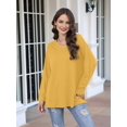 thumbnail image 3 of Womens Tops Long Sleeve V Neck Casual Tunic Tops Basic Shirts Loose Fit Blouse Yellow S, 3 of 5