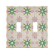 Yayeee Toggle Light Switch Wall Plate 2-Gang 4.56"x4.48" Decorative Outlet Cover, Retro Green Stars
